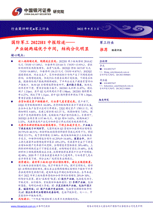 2022中国银河-国防军工2022H1中报综述：产业链两端优于中间结构分化明显10-国防与装备 2022年09月 1MB.pdf