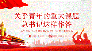 关乎青年的重大课题总书记这样作答PPT中国共产主义青年团成立100周年「带完整内容」.pptx