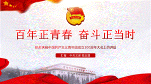 在庆祝中国共产主义青年团成立100周年大会上的讲话ppt精神解读「带完整内容」.pptx